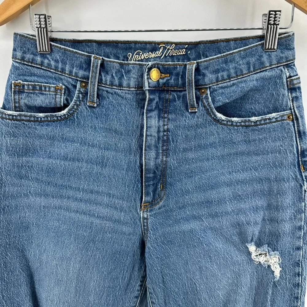 Vintage Universal Thread Jeans Womens 10/30R Blue Distressed Straight Leg Recto‎